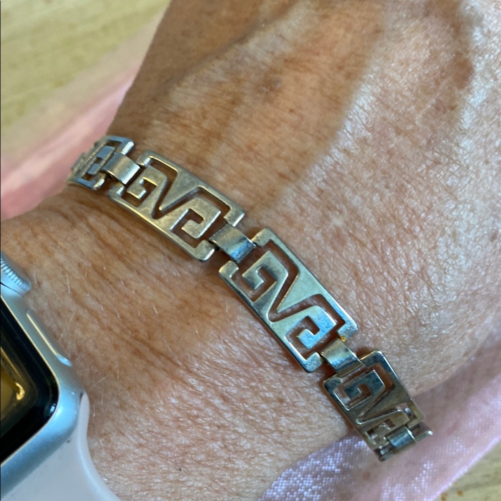 Silver Greek Key or Meander Bracelet